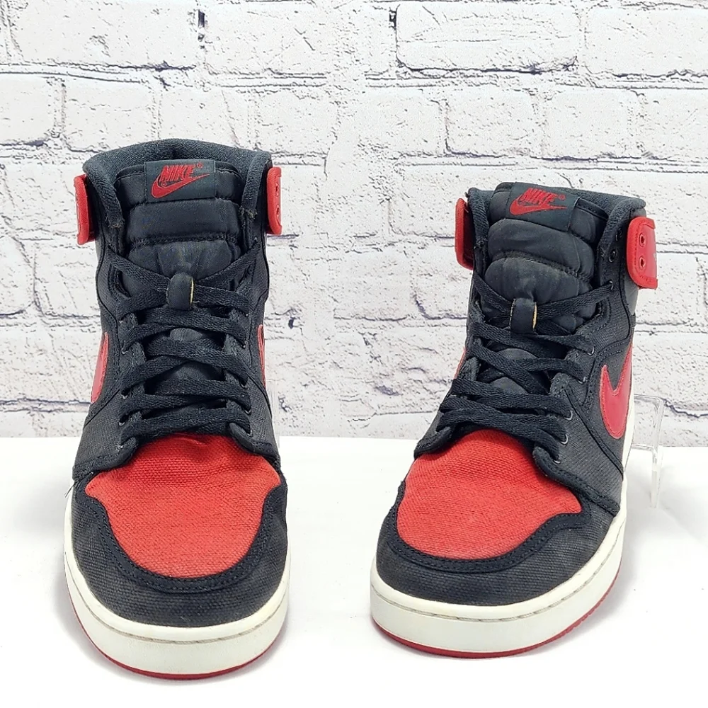 JORDON 1 HIGH RETRO KO BRED – 2015, Sneakers, Black/Red, Canvas/Leather Size 10